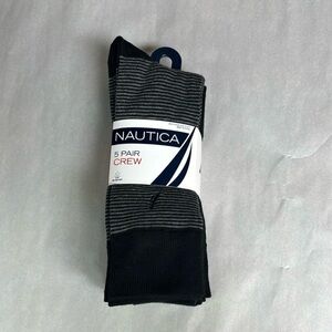 New Nautica Socks Men’s 5 Pair Black Crew Sock Business Casual Dress Active